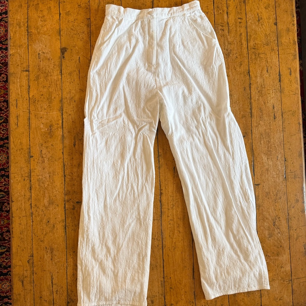 Sabo White 100% Cotton Relaxed Fit Pants